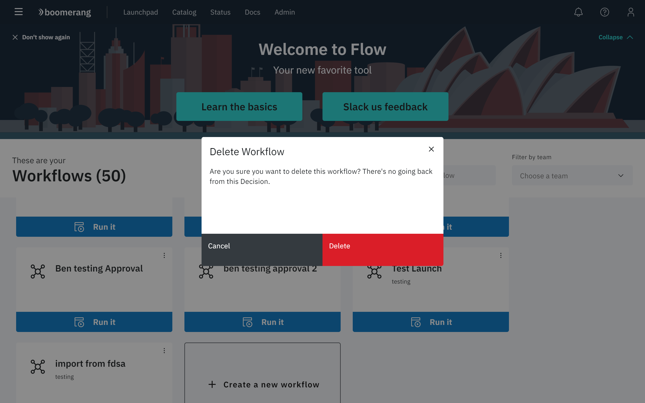 Workflows Page