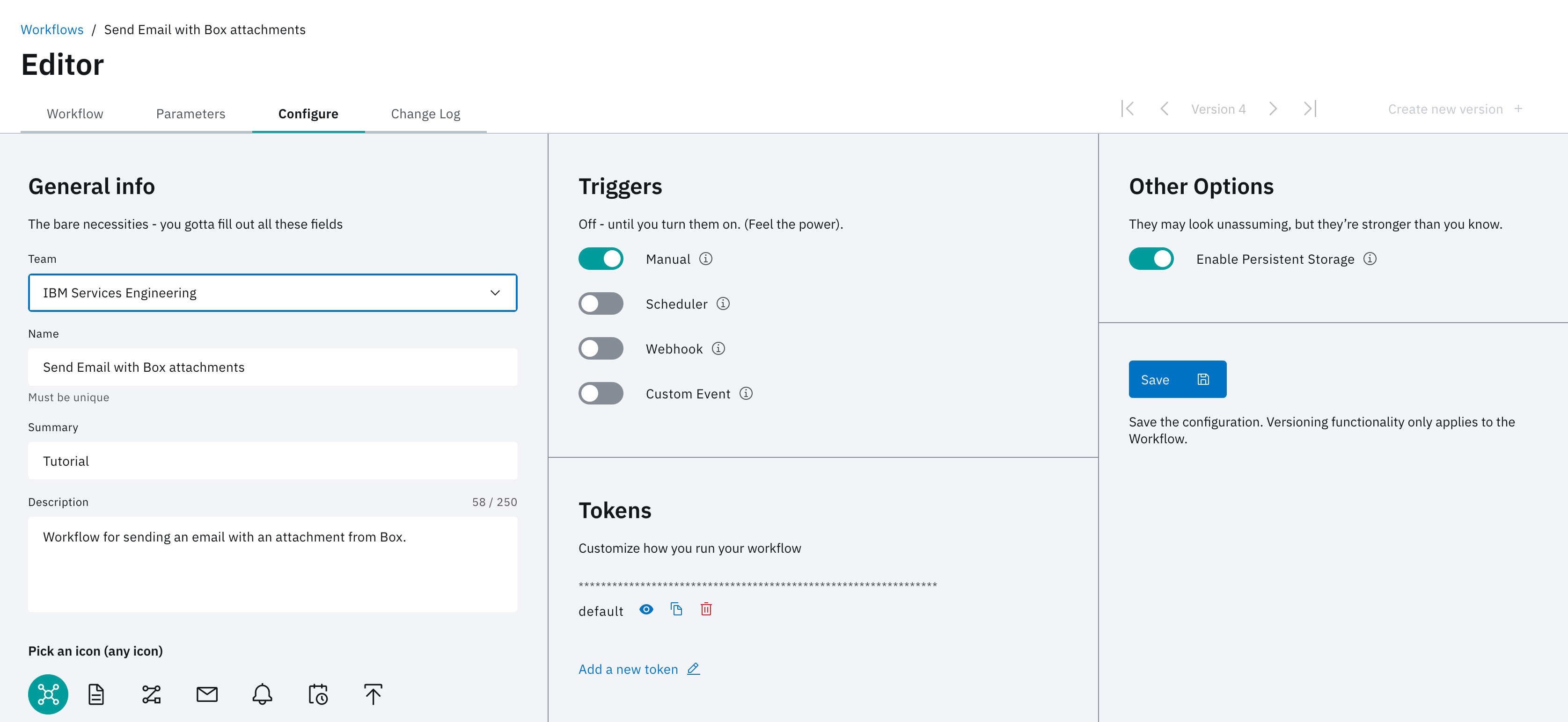 Persistence Storage Settings