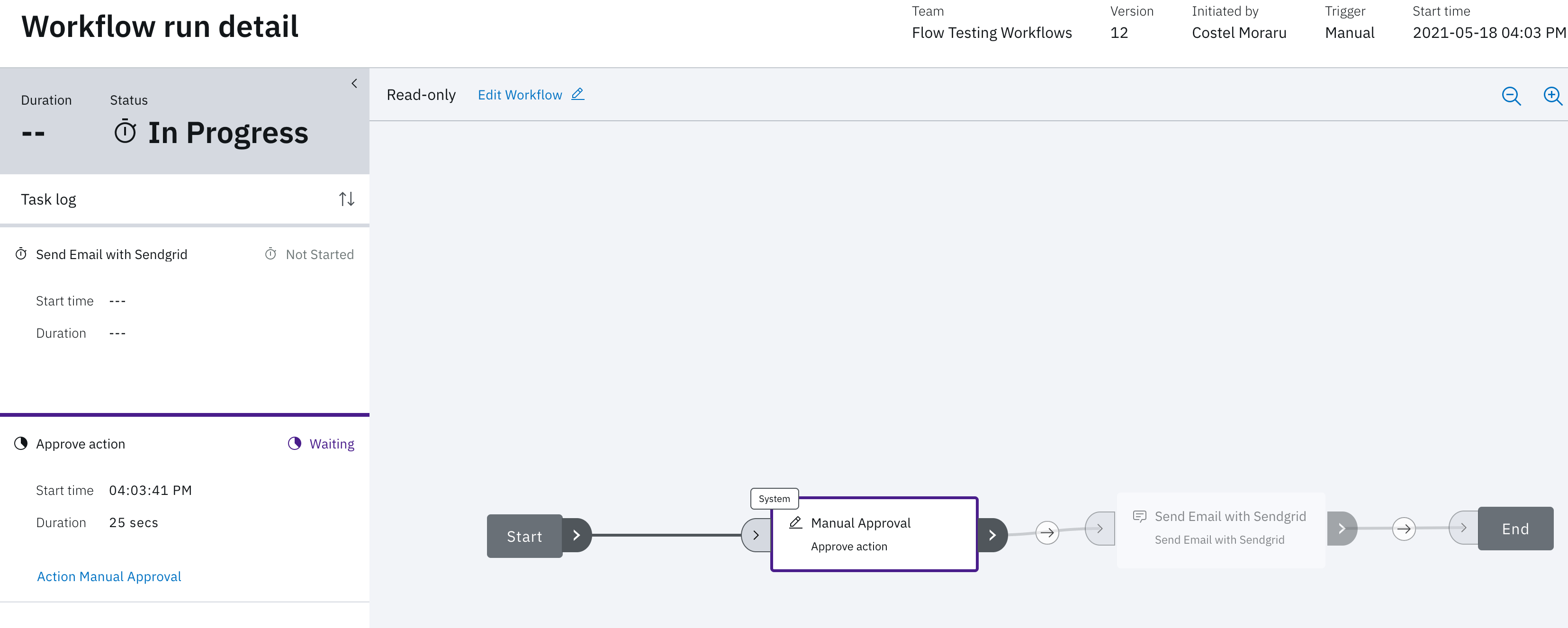 Workflow Running Details